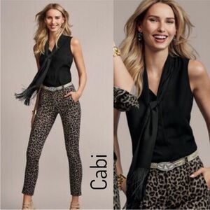 Cabi Black Tie Front Sleeveless Blouse